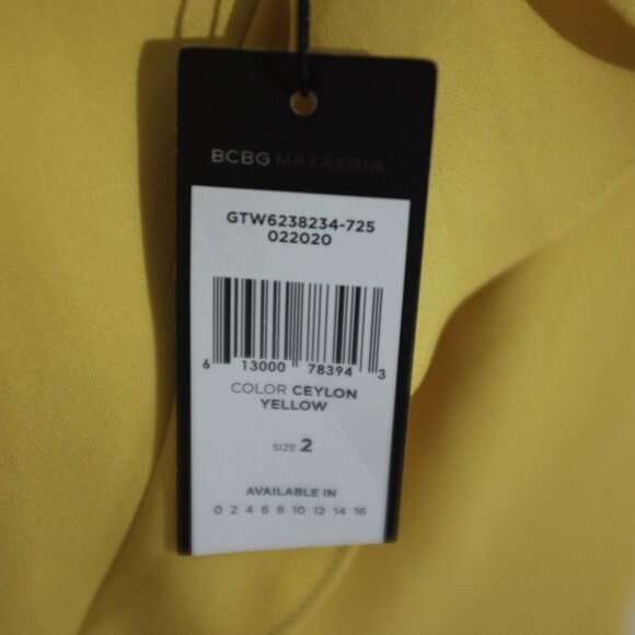 COPY - BCBG MAXAZRIA Tyrah Sleeveless Ruffle vneck Dress Ceylon Yellow size 2 - Picture 7 of 7
